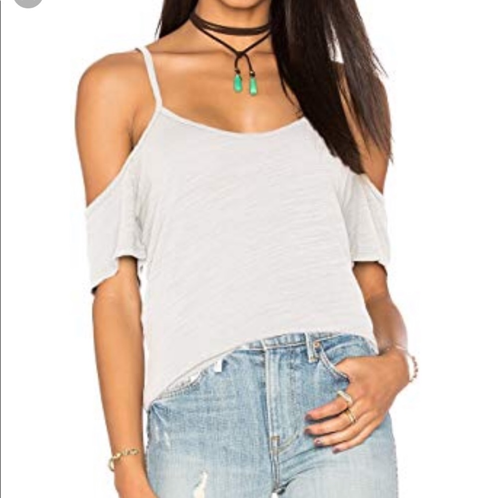 LNA cold shoulder white t-shirt, Sz M